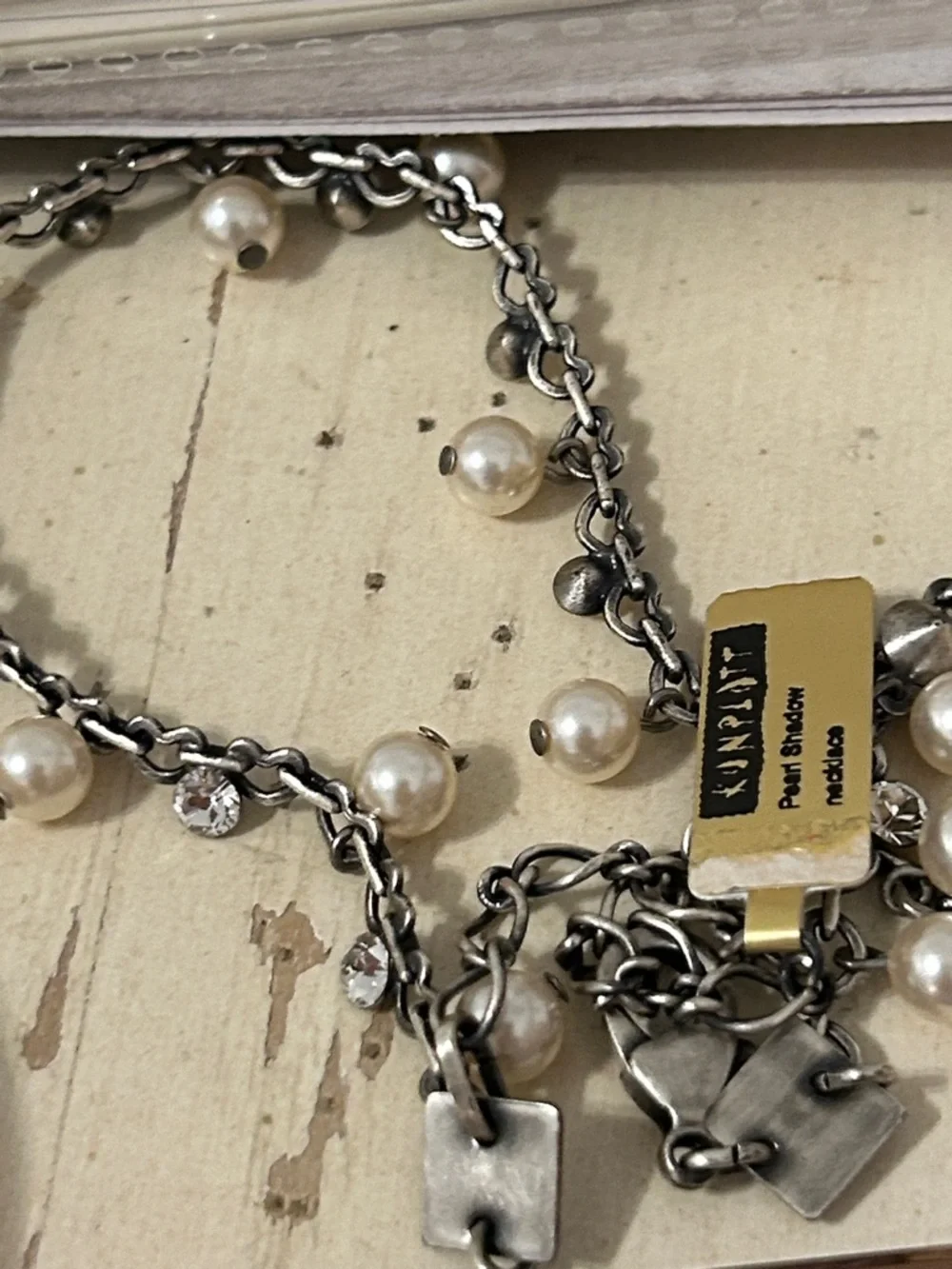 Konplott Necklace Collier Pearl Shadow Crystal Golden Shadow NWT - Picture 5 of 5